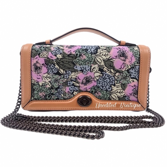 COACH Chain Clutch With Heritage Floral Crossbody - Picture 12 of 14